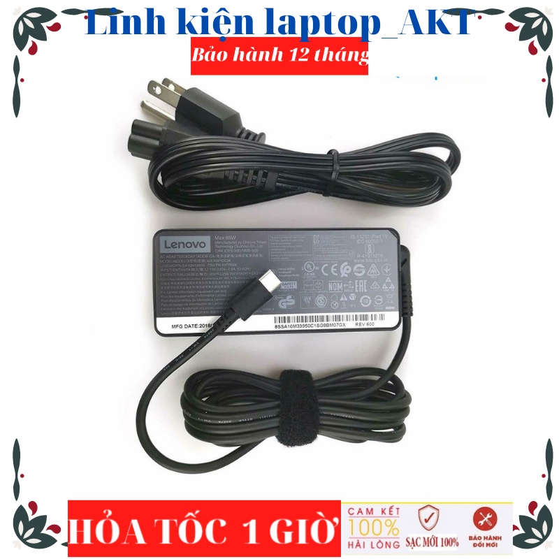 Sạc laptop Lenovo TYPE C 20V- 3.25A- 65W-ZIN ThinkPad T480 T490 E490 T580 E15 L390 yoga
