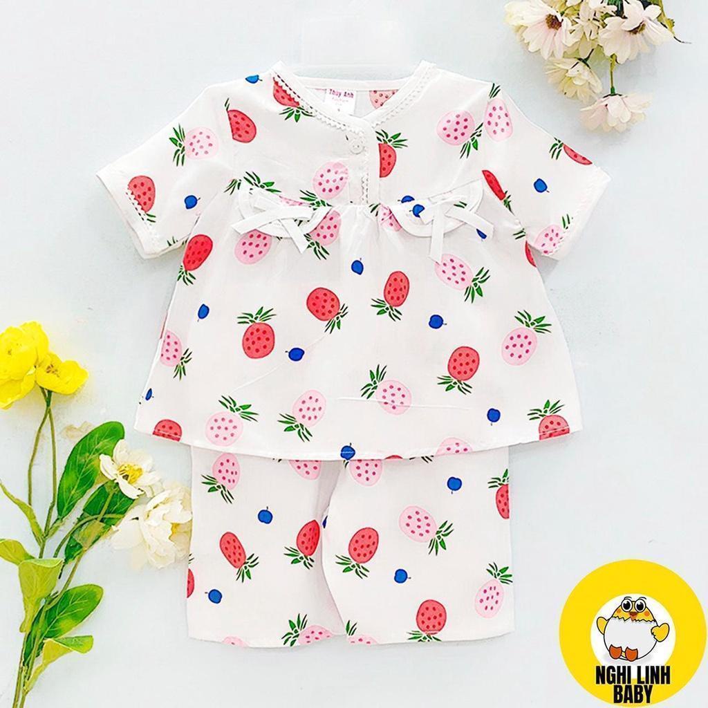 Đồ mặc nhà bộ tole bé gái tay ngắn quần lửng size M: 27-32kg - Nghi Linh Baby