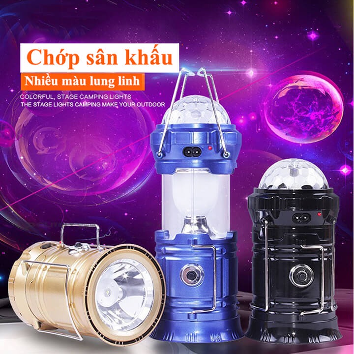 Đèn Pin Cầm Tay Siêu Sáng Đa Năng 4 Trong 1 Chớp Sân Khấu Xoay Nhiều Màu, Đèn Pin Xách Tay Kiêm Đèn Lồng Trang Trí