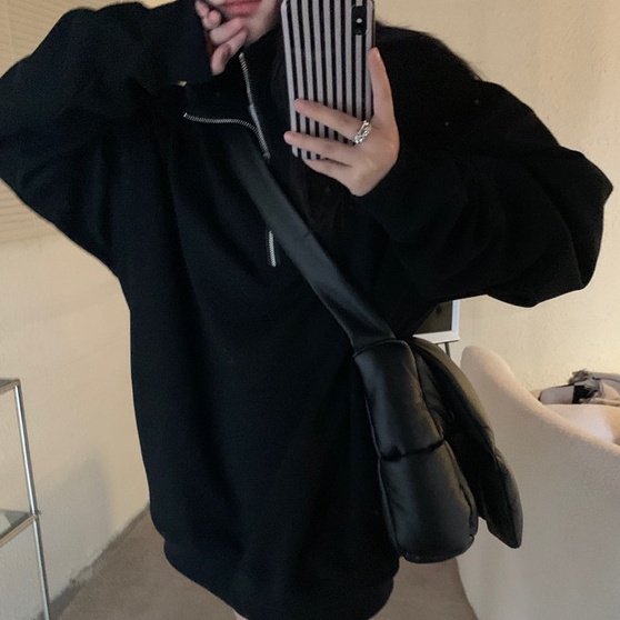 Áo Thun Nữ Dài Tay Cổ Bẻ Form Rộng Thời Trang Hàn