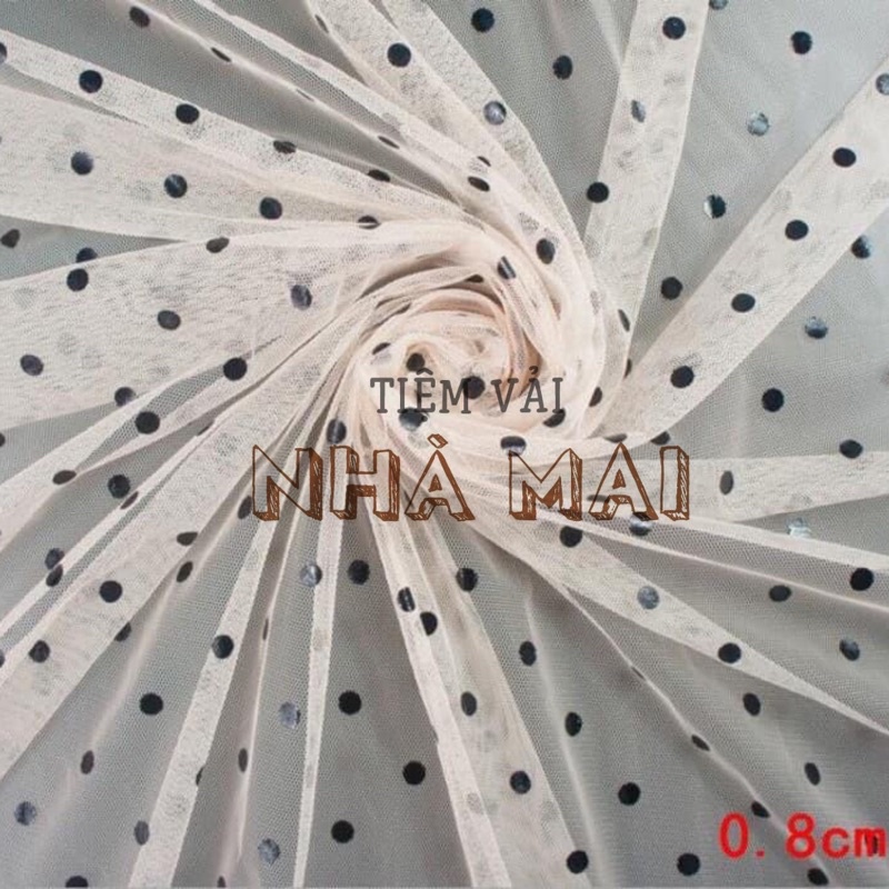 1M VẢI LƯỚI IN CHẤM BI MÀU DA