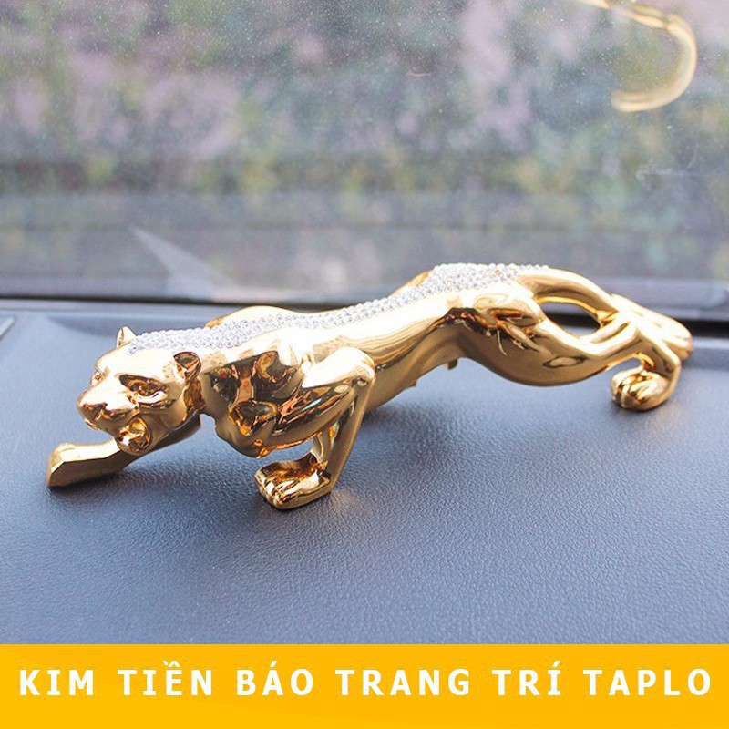 Tượng Taplo Báo JAGUAR mạ vàng đính đá Siêu Đẹp