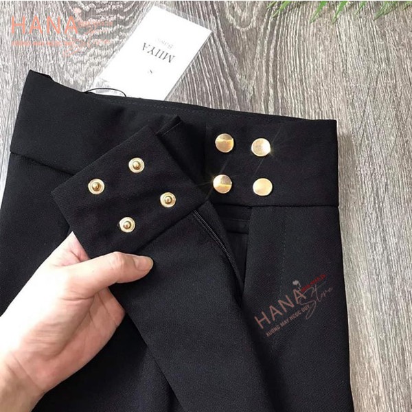 Quần baggy cạp cao 4 cúc bấm màu đen nữ - Dáng quần baggy công sở dài mặc đi làm công sở học sinh đi học - Vải Vitex dày | BigBuy360 - bigbuy360.vn