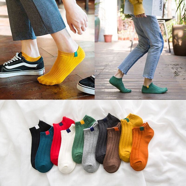 Set 10 đôi tất nữ cổ ngắn nhiều màu dễ thương, vớ cổ ngắn nữ chất liệu cotton dày dặn êm ái, co giãn bền màu -CB017