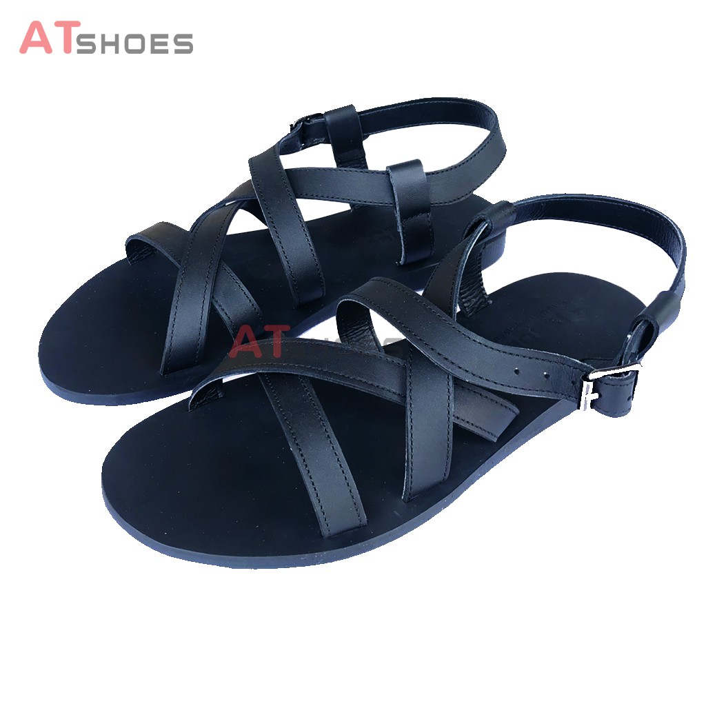 Dép Sandal Unisex Cao Cấp Da Bò Thật Sandal Quai Ngang Nam Nữ Trẻ Trung Đế Caosu Chống Nước Atshoes XDxsg202