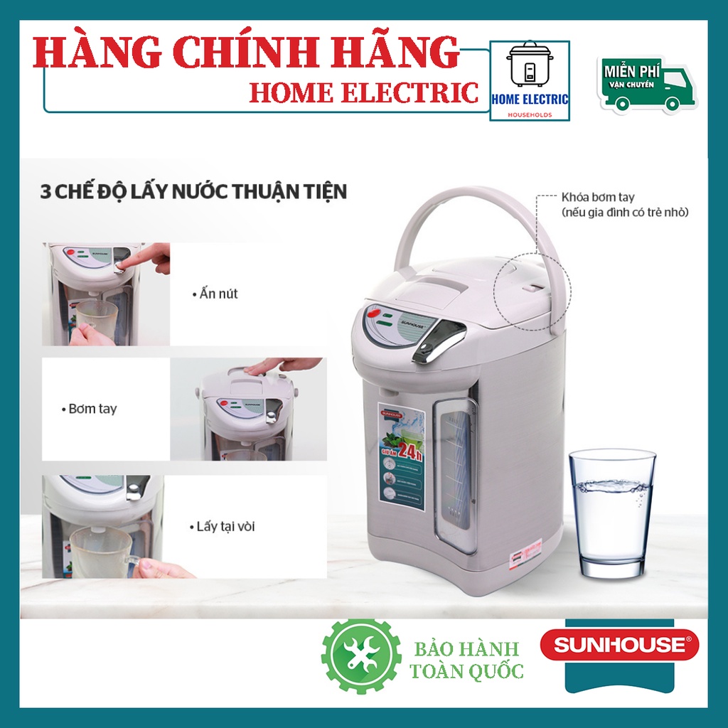 BÌNH THỦY ĐIỆN 3.3 L SUNHOUSE SHD1533 BẢO HÀNH CHÍNH HÃNG TOÀN QUỐC 12 THÁNG