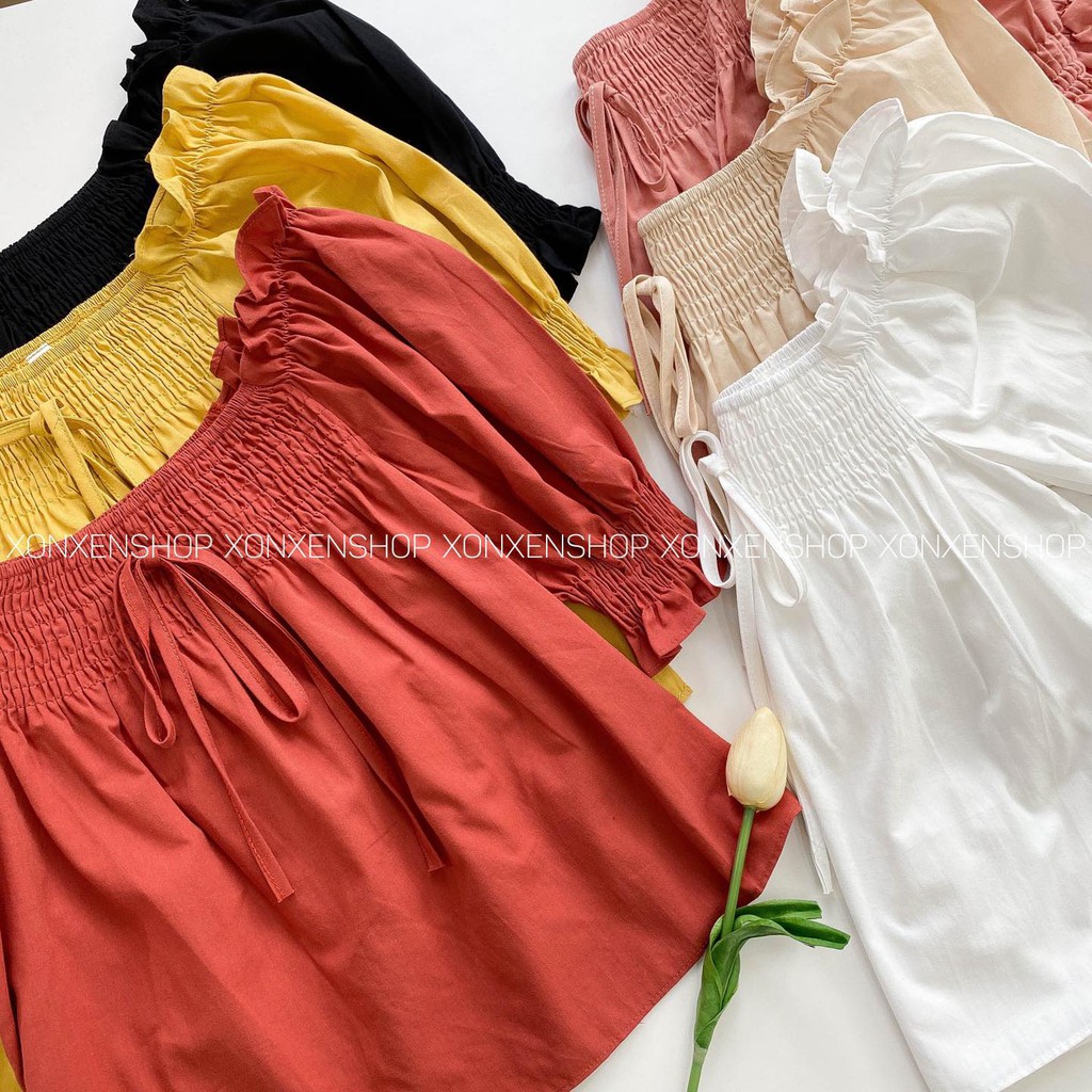 Áo kiểu trễ vai lên form chuẩn Xonxen shop free size mã 6628