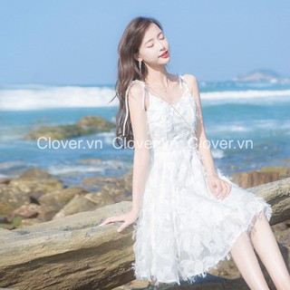 Váy ngắn hai dây đi biển gợi cảm lông tua rua đủ Size- Kèm ảnh thật