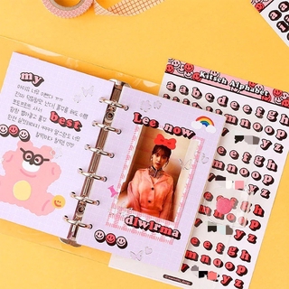 6pcs/set Korean color English alphabet number decoration sticker