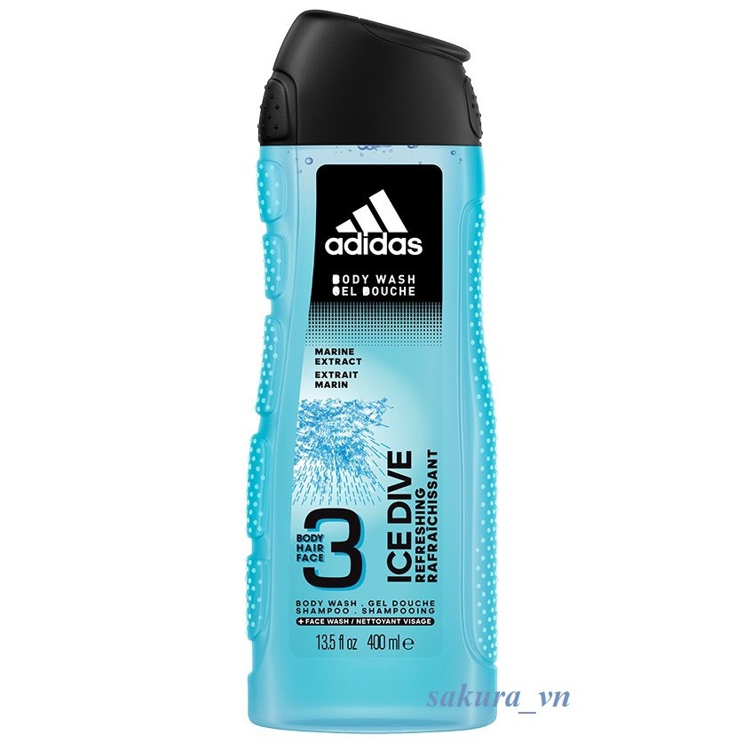 Sữa Tắm Gội Toàn Thân Nam Adidas 3 In1 Ice Dive