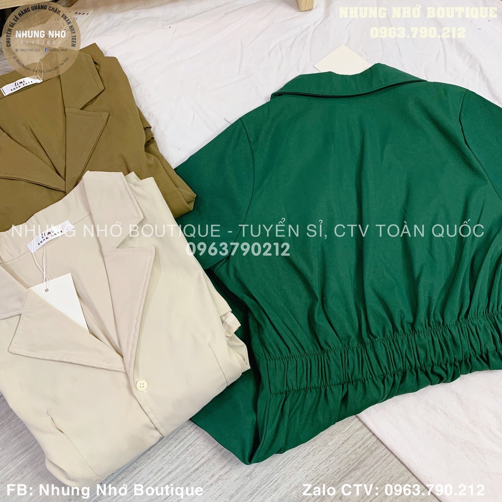 Váy sơ mi cổ vest dáng chữ A lưng chun / Đầm thô chữ A A9501N Nhung Nhớ