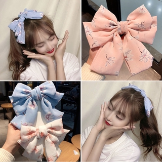 Kẹp tóc hình nơ lớn bằng vải chiffon xinh xắn cho nữ