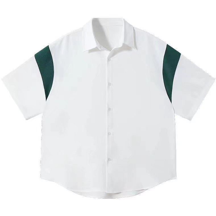 Áo Sơ Mi Ngắn Tay Phối Màu Cá Tính Theo Phong Cách Mùa Hè Nhật Bản Dành Cho Nam / Size M-2XL / 2 Màu