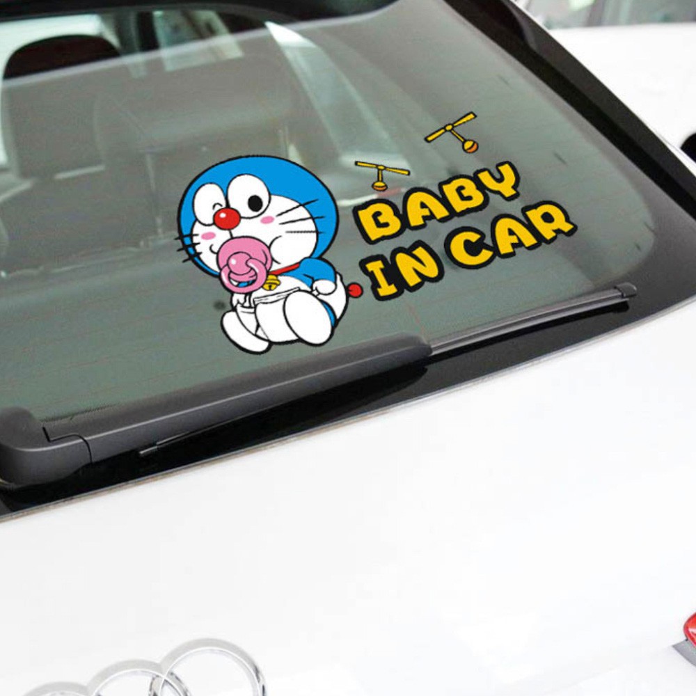 Sticker transfer hình dán trang trí Xe hơi Ô tô STICKER FACTORY - Doraemon Baby in car size 18x11cm