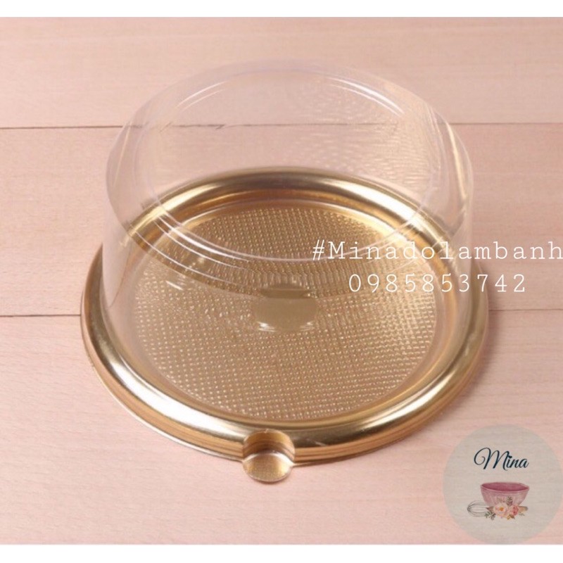 Hộp nhựa tròn đáy vàng A1680 nắp cao - 5 chiếc