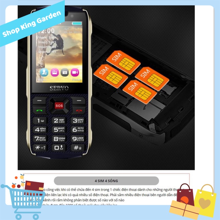 King's Garden - ĐIỆN THOẠI SERVO 4 SIM 4 SÓNG ( Black )
