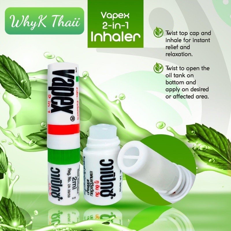 Ống Hít Thông Mũi Vapex Hương Bạc Hà Bạch Đàn Thái Lan Chính Hãng