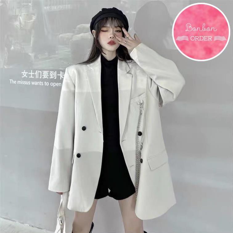 ÁO BLAZER FORM RỘNG KÈM CHAIN -