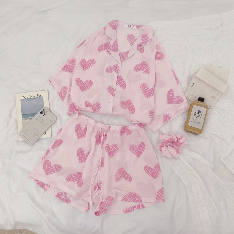 Bộ Đồ Ngủ Cánh Dơi Lụa Pyjama [TẶNG BUỘC TÓC SCUNCHIES]❤️