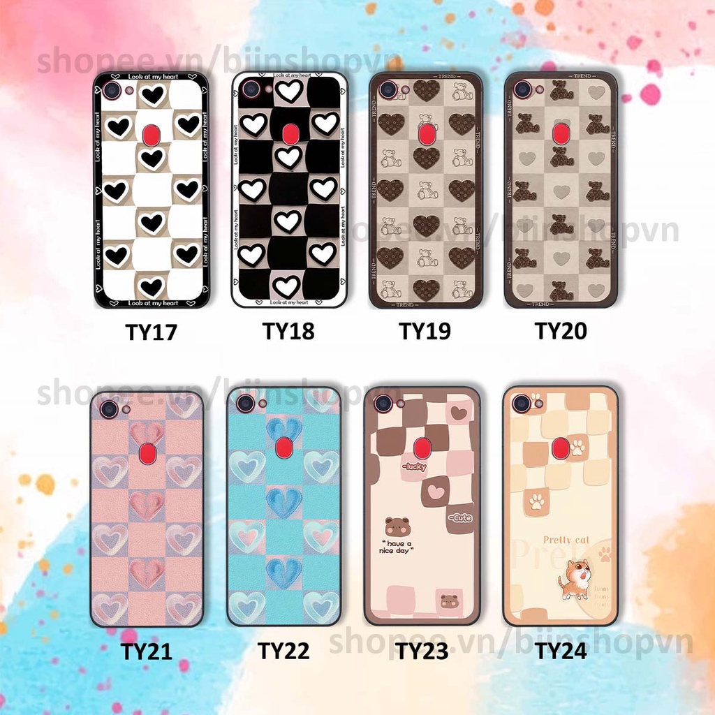 Ốp Oppo F5 / F5 Youth / F7 caro trái tim nhiều màu sắc, đầy cá tính, khẳng định phong cách