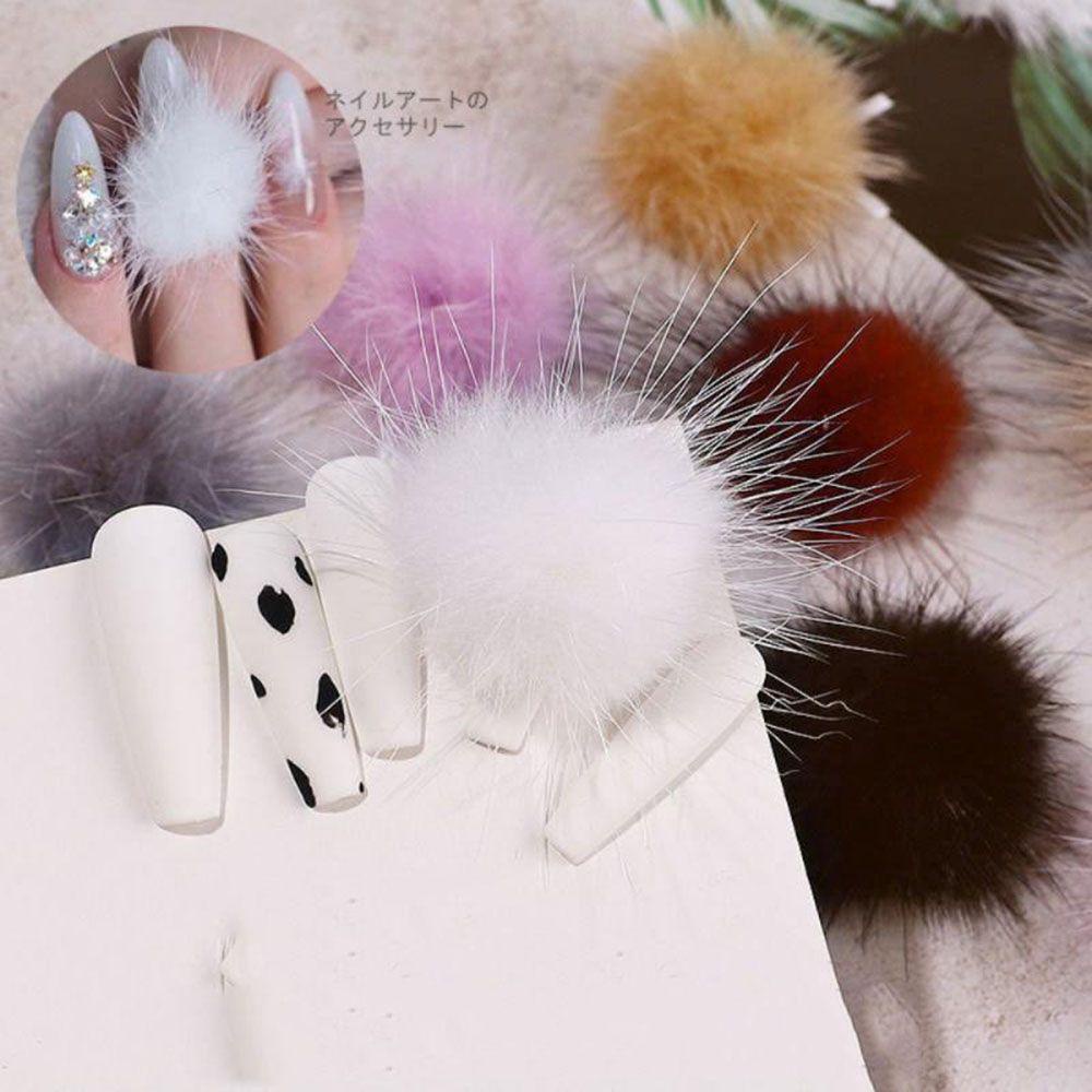 Phụ Kiện Trang Trí Móng Tay Nghệ Thuật Hình Quả Bóng Lông Nhiều Màu Sắc Có Thể Tháo Rời