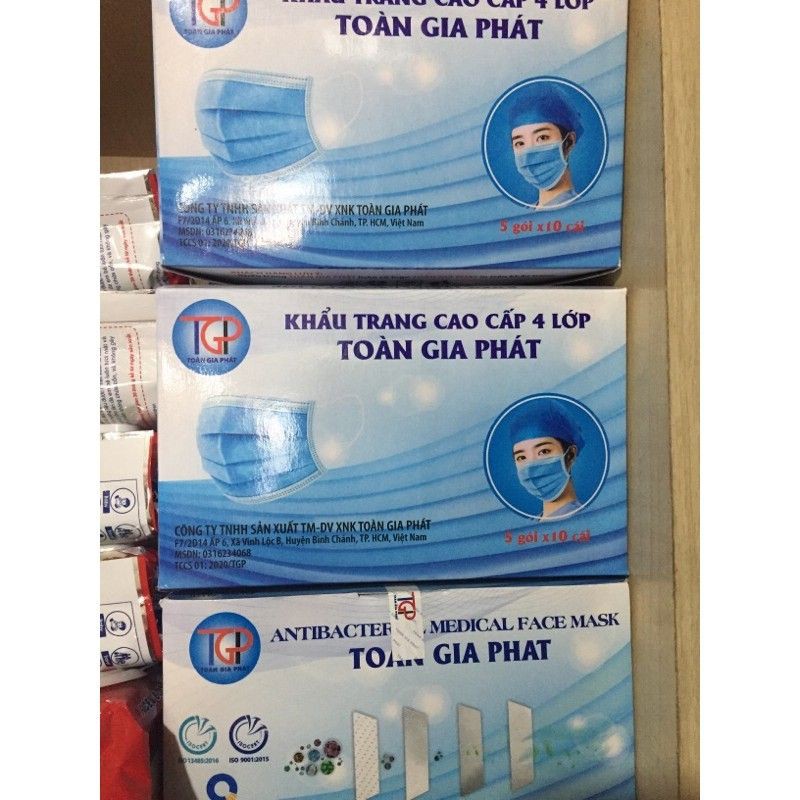 KHẨU TRANG Y TẾ CAO CẤP TOÀN GIA PHÁT . 4 LỚP. HỘP 50 CÁI ( Trắng )