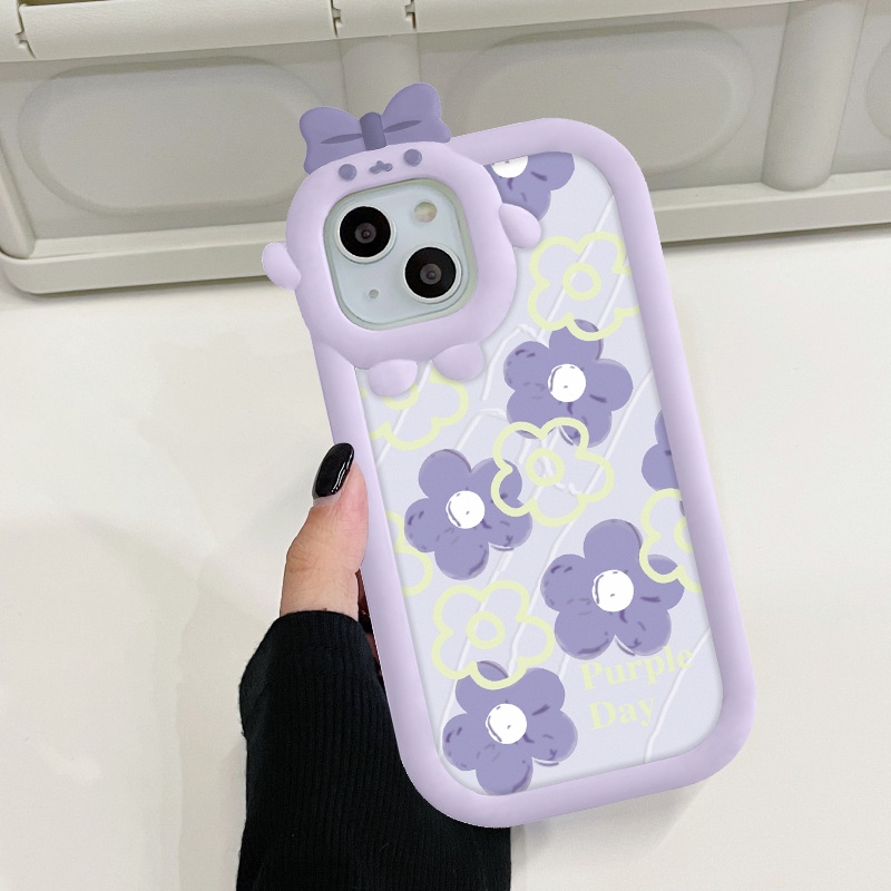 Ốp lưng iphone nơ camera hình vuông hoa xanh tím 6/6splus/7/7plus/8/8plus/x/xs/11/12/13/pro/max/plus/promax-Awifi B5-12
