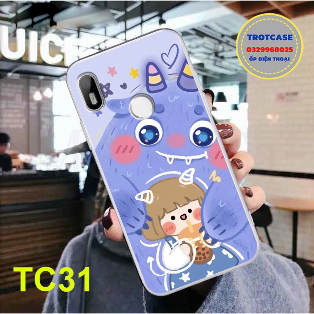 Ốp lưng Vsmart Live/Joy1/Joy 1 Plus/Joy 2 Plus/Active 1/Active 3/Joy 3 dẻo trong in hình - Cô bé và gấu xinh