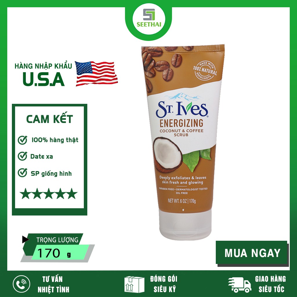 Sữa Rửa Mặt Tẩy Tế Bào Chết Dịu Nhẹ St. Ives Cà Phê & Dừa 170g