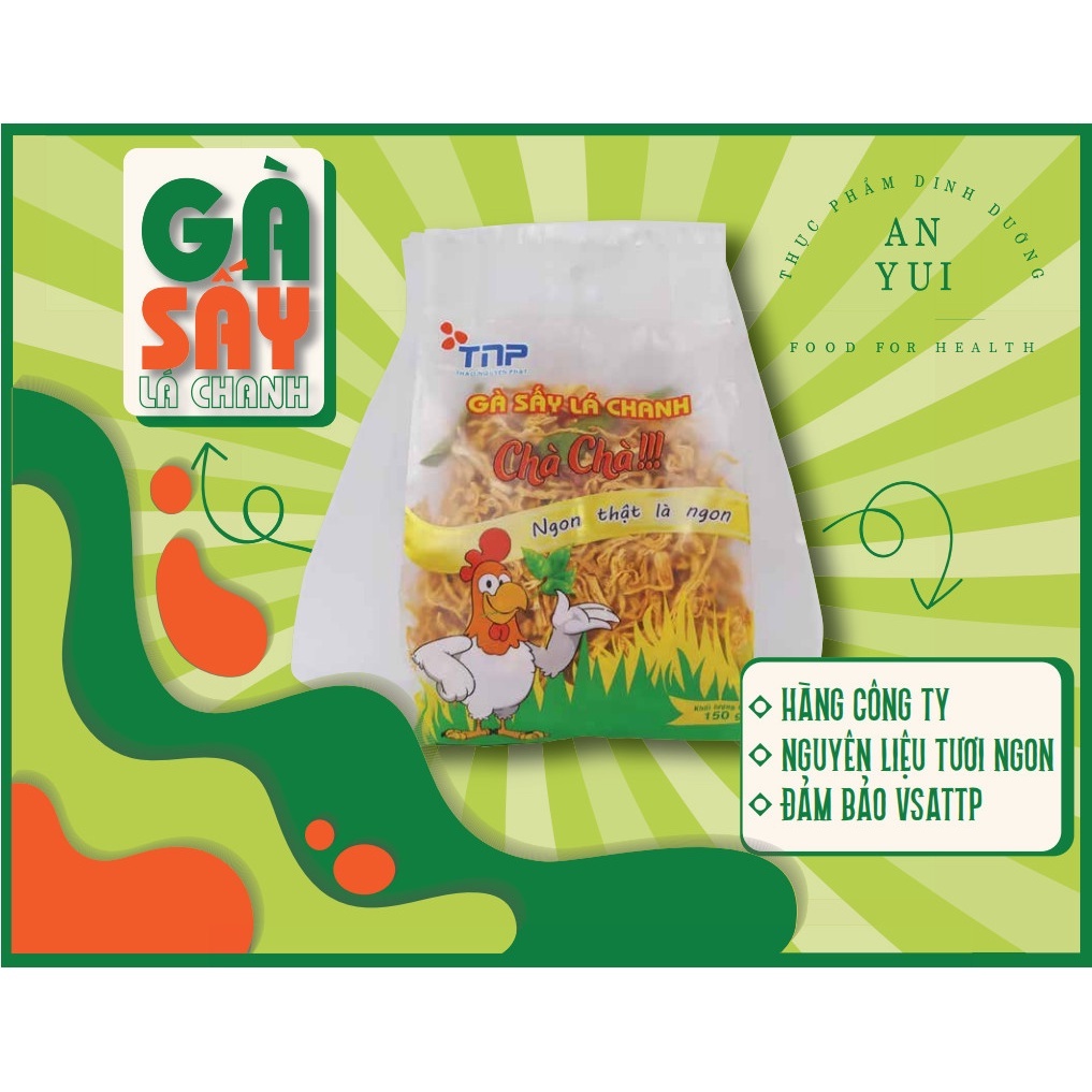 KHÔ GÀ LÁ CHANH, Gà Sấy Lá Chanh Chà Chà Thảo Nguyên Phát TNP GÓI 150g