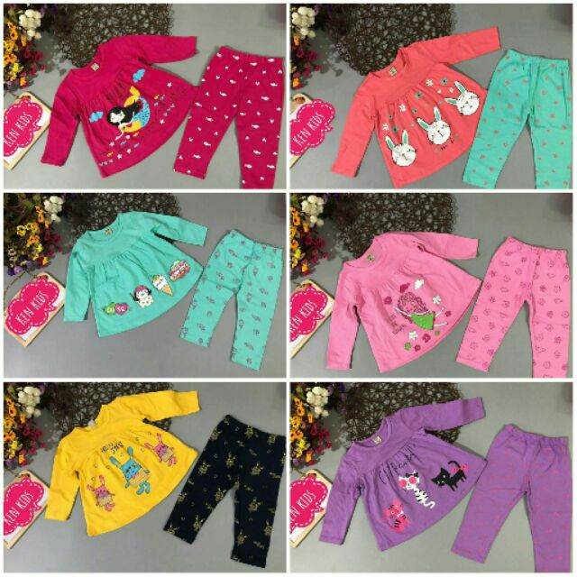Bộ dài thun cotton 4 chiều cho bé gái (8-18kg)