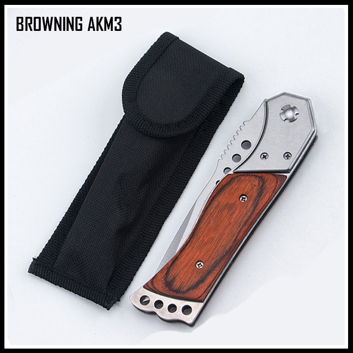 Dao phượt bấm BROWNING AKM3 cắt gọt hoa quả gấp gọn có bao đựng bỏ túi tiện lợi