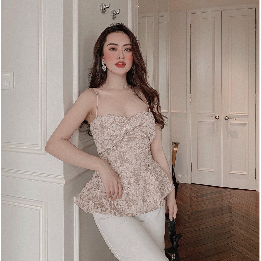 Áo peplum 2 dây xoắn ngực xốp tapta