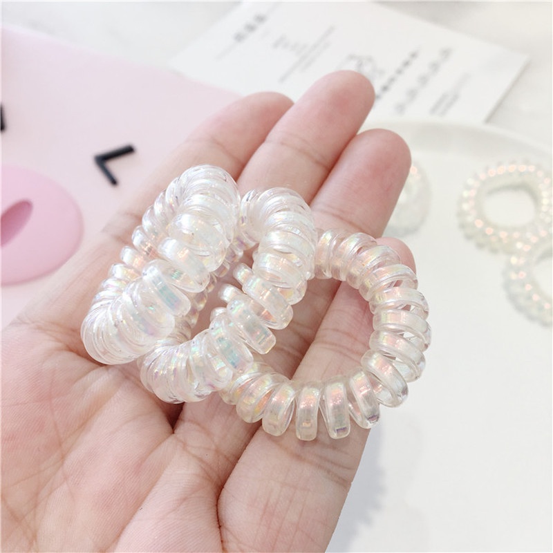Dây cột tóc co giãn dạng xoắn ốc trong suốt dễ thương cho nữ