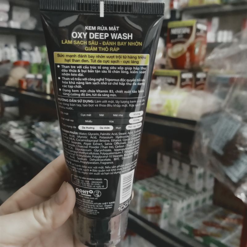 sữa rửa mặt oxy deep wash sạch nhờn không khô da tuýp 100g