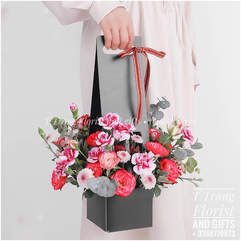 Giỏ thang ô cắm hoa tươi , hoa sáp mẫu mới phong cách Hàn Quốc