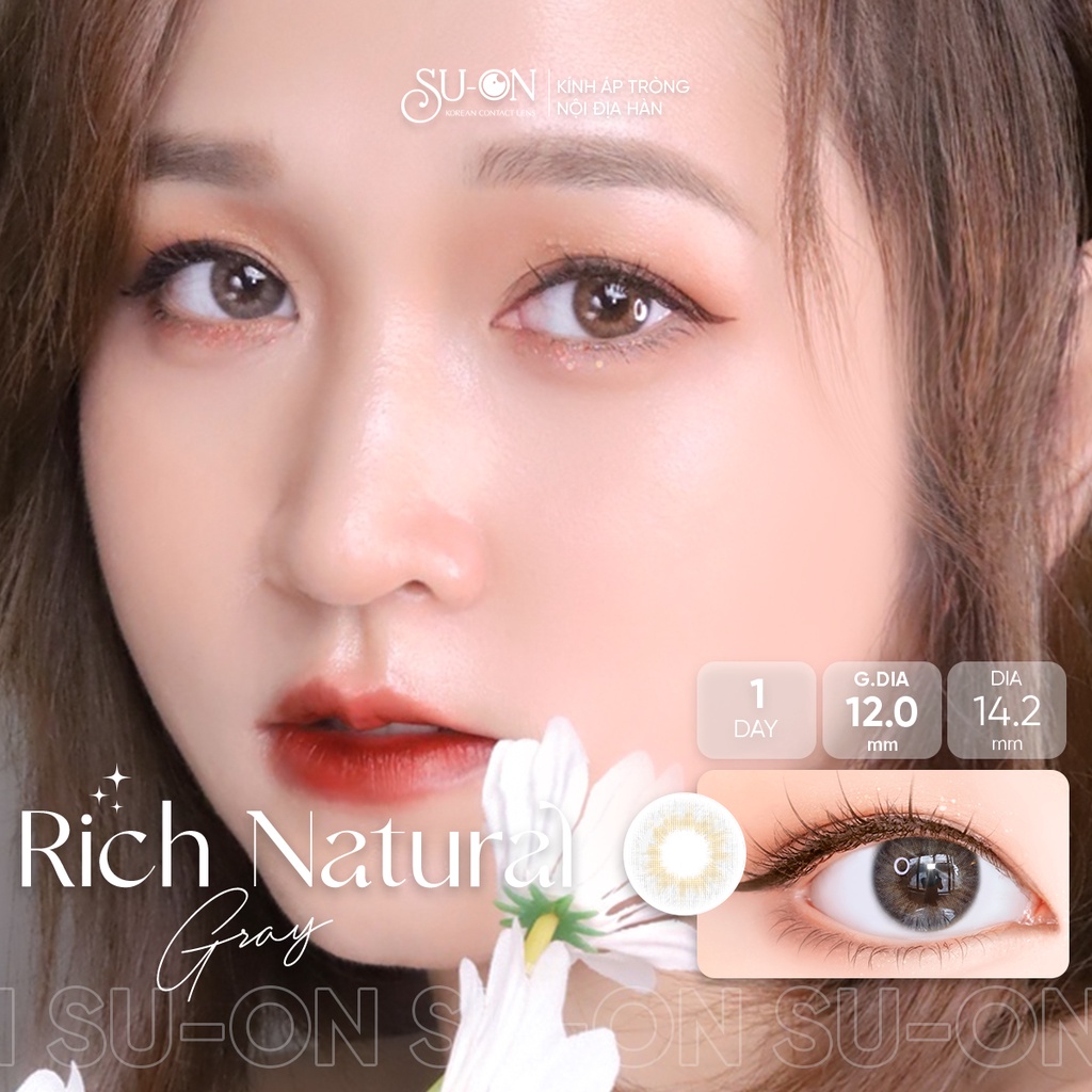 Lens 1 ngày Ann365 RICH NATURAL GRAY áp tròng 14,2mm, xám trong tự nhiên Hàn Quốc, siêu êm đeo cả ngày