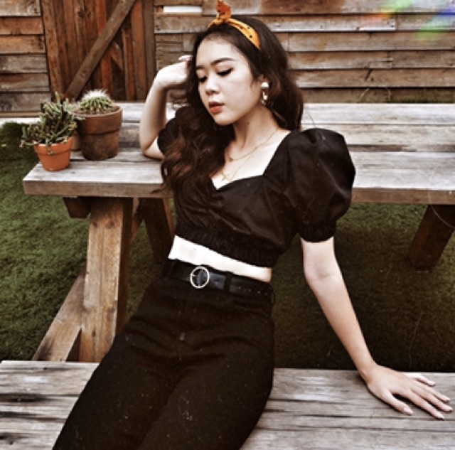Áo voan nhún ngực basic