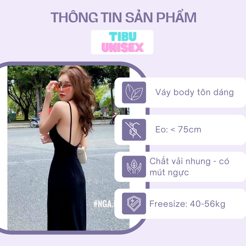 Đầm Body 2 Dây Dáng Dài Siêu Quyến Rũ Thích Hợp Mọi Hoàn Cảnh TIBU