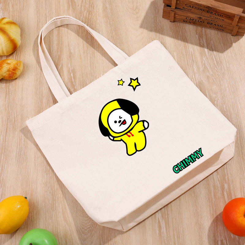 Túi Tote Vải Canvas In Hình Bt21 Dễ Thương