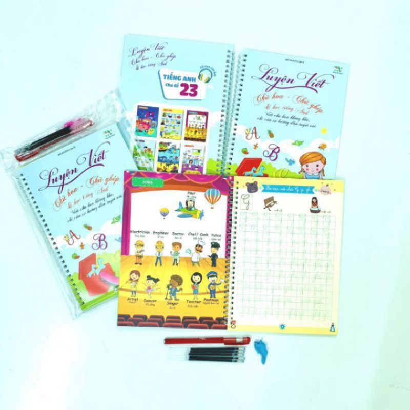 VỞ LUYỆN VIẾT CHỮ HOA - CHỮ GHÉP VÀ HOC TIẾNG ANH( CÓ FILE GHI ÂM) THANH NGA. Quà tặng cho bé