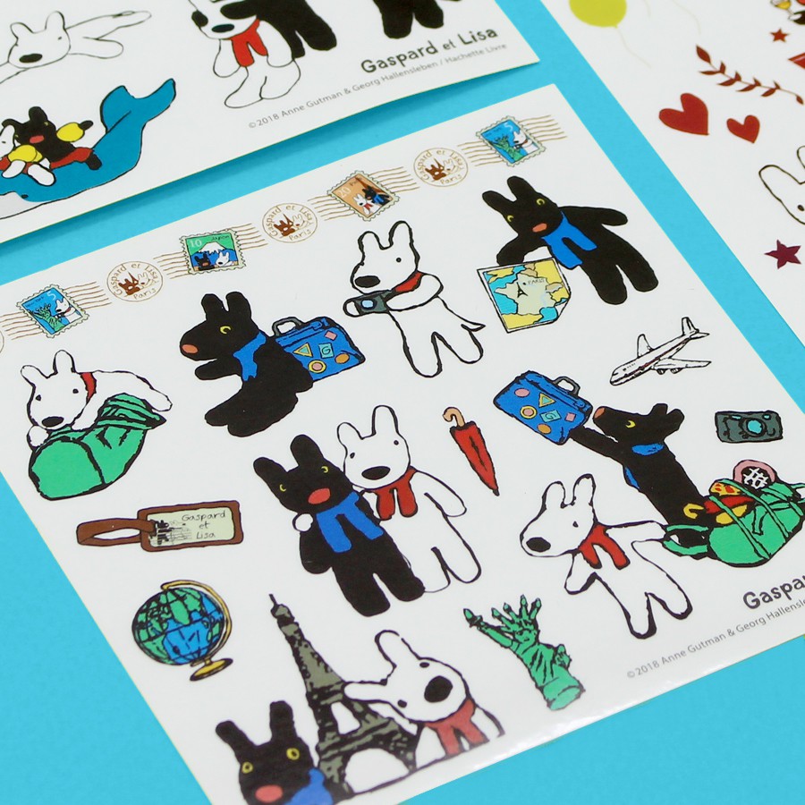 Gaspard et Lisa Happy DIY Dán 1 gói 10 tờ / Nhãn dán văn phòng phẩm trang trí (10x10cm)