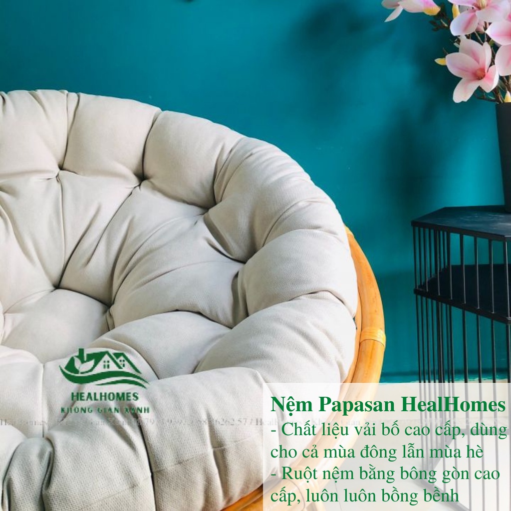 Ghế lười thư giãn Papasan giả mây phòng ngủ cho bé 1m2, decor ban công nằm thư giãn, trang trí phòng khách / HealHomes | BigBuy360 - bigbuy360.vn