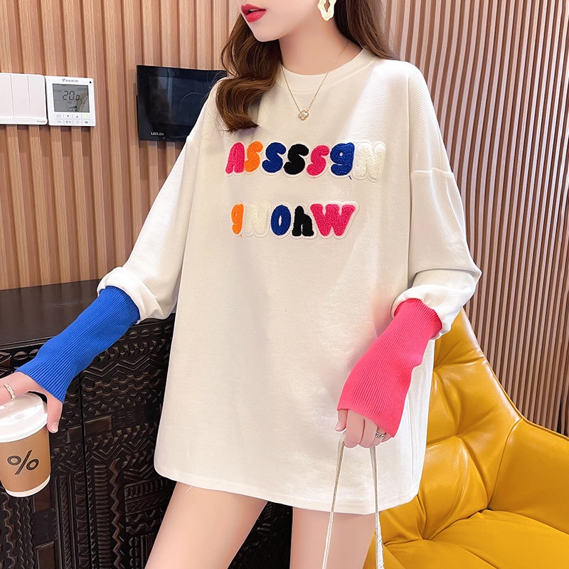 Áo Thun Dài Tay Vải Nhung Phong Cách Hàn Quốc Cho Nữ