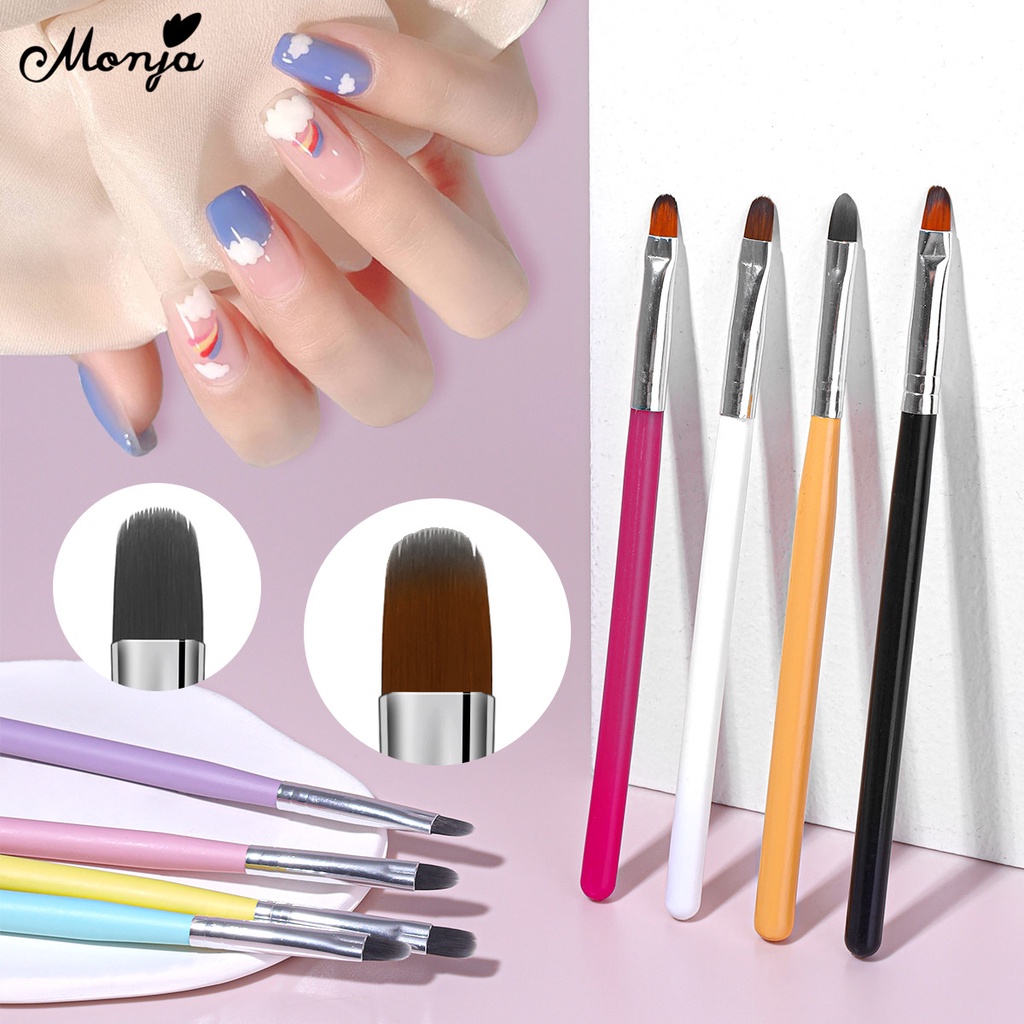 MONJA [Hàng mới về] Cọ vẽ móng tay cán gỗ 8 màu sắc tùy chọn