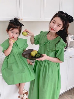(ẢNH THẬT)Set đôi cho mẹ và bé,váy cổ sen