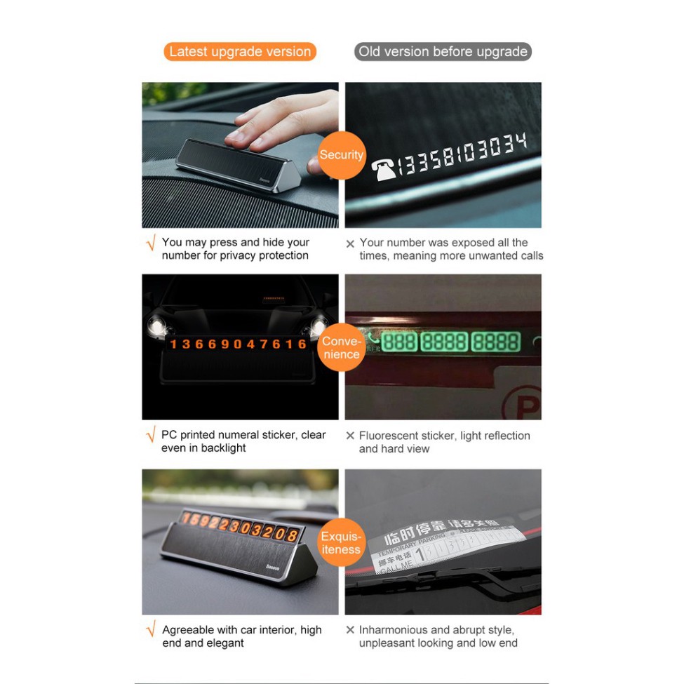 Bảng gắn số điện thoại trên taplo Ô tô hãng Baseus - Phụ kiện ô tô - làm sao để đổ ô tô an toàn mà không bị phá, phạt