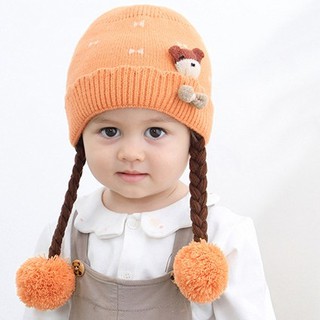 MŨ LEN 2 bím tóc cho bé 3 tháng đến 15 tháng-M62