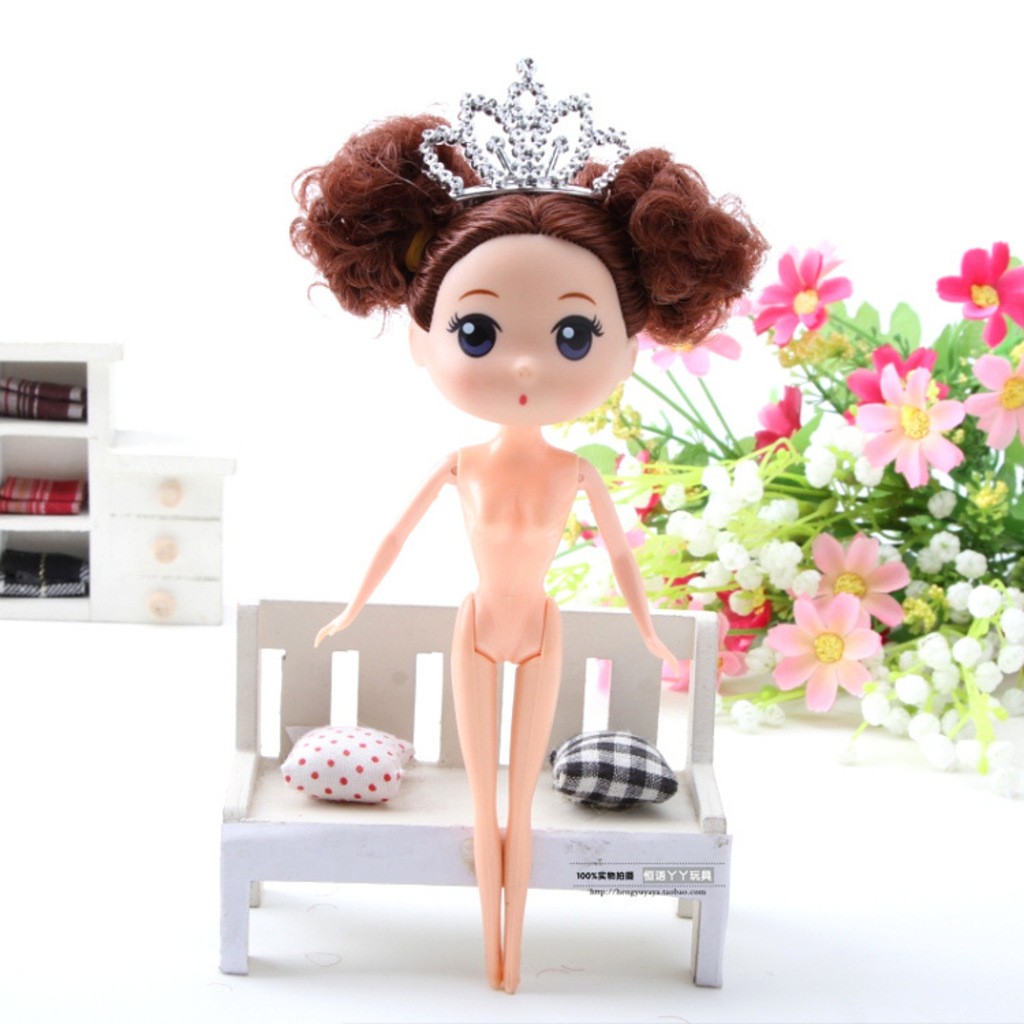 Búp bê chipi vương miện 18cm mặt cứng má hồng