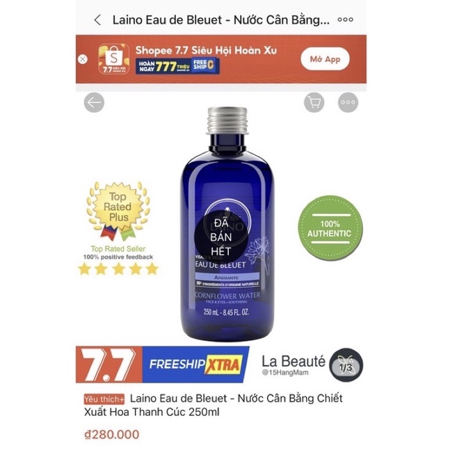 Nước hoa hồng organ Laino Eau de Bleuet chăm sóc làn da và đôi mắt siêu nhạy cảm